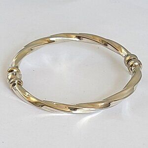 Vintage Elegant Classy Gold Sterling Silver Twisted Thick Bangle Bracelet